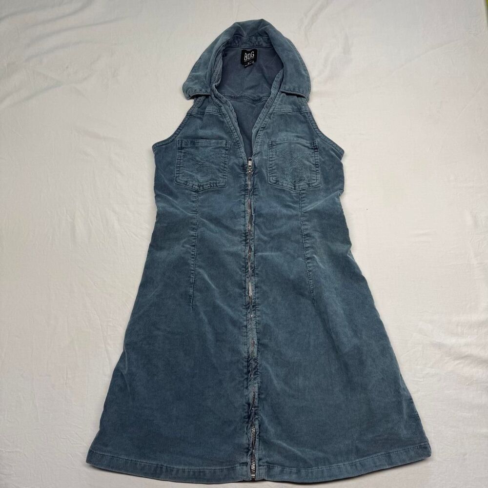 Bdg Women's Blue Corduroy Zipper Dress